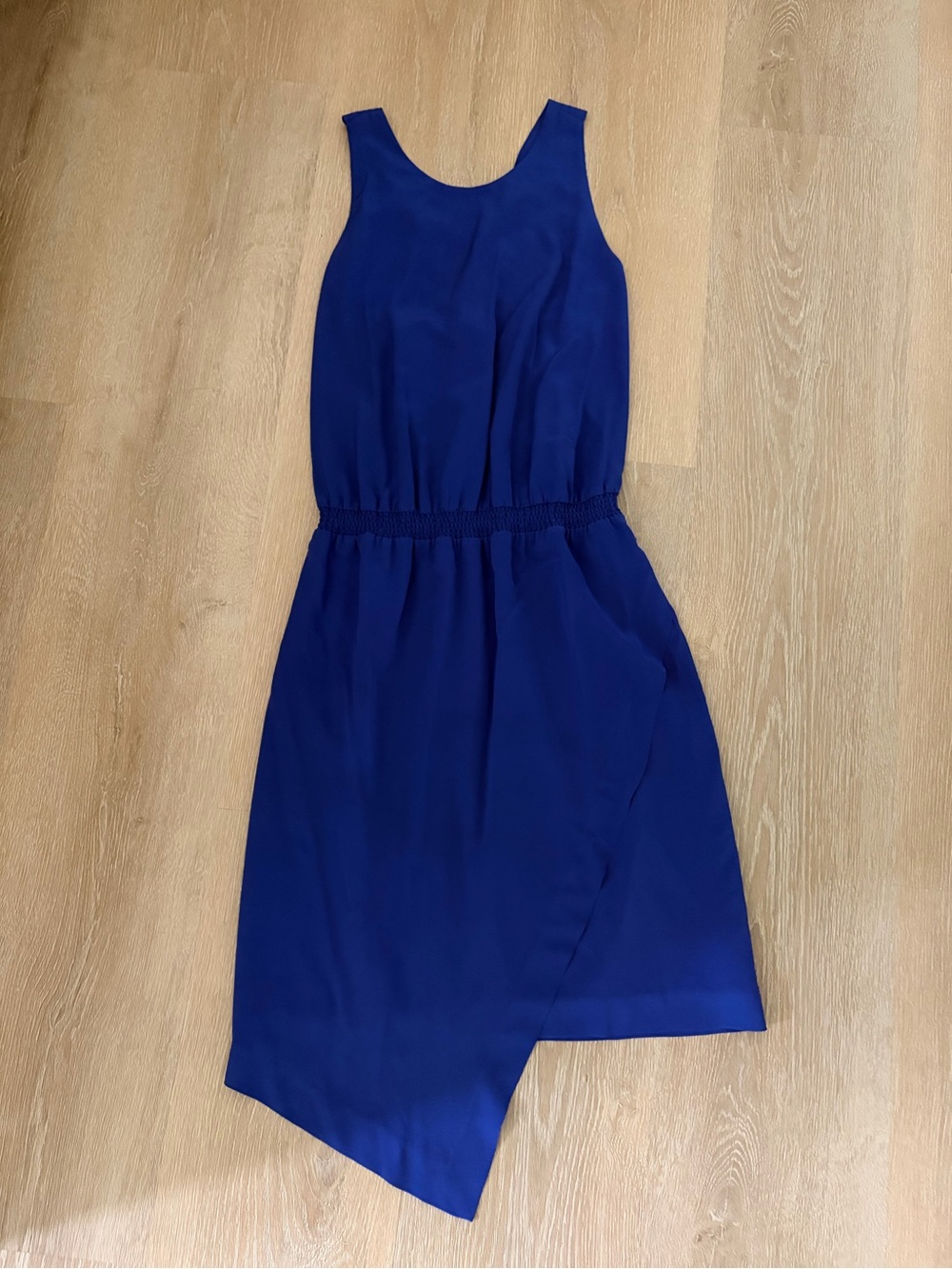 Banana Republic Cobalt Blue Sleeveless Asymmetrical Hem Dress with Cross Back- 2